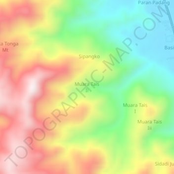 Muara Tais Ii topographic map, elevation, terrain
