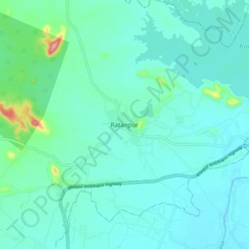 Ratanpur topographic map, elevation, terrain