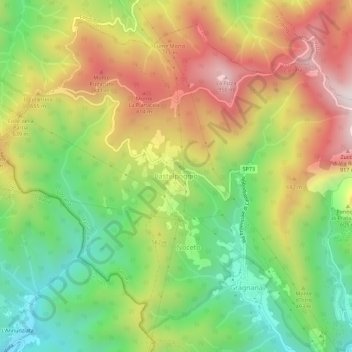 Castelpoggio topographic map, elevation, terrain