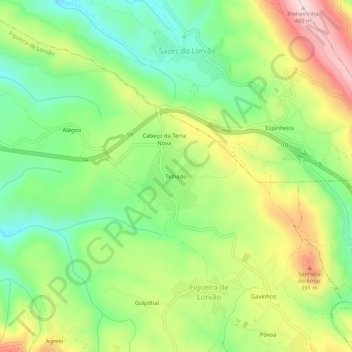 Telhado topographic map, elevation, terrain