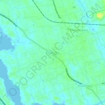 Pavaratty topographic map, elevation, terrain