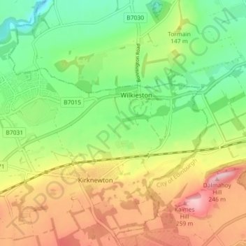 Humbie topographic map, elevation, terrain