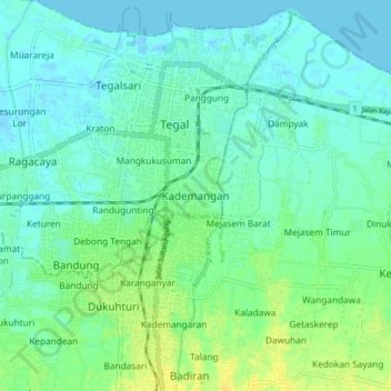 Kademangan topographic map, elevation, terrain