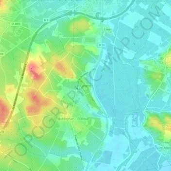 Castanie topographic map, elevation, terrain