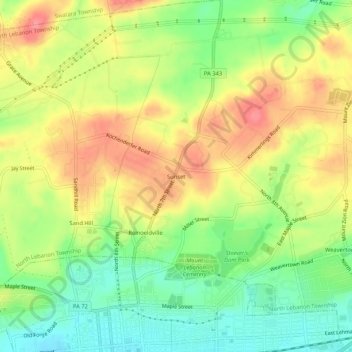 Sunset topographic map, elevation, terrain