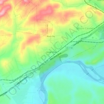 Green Village topographic map, elevation, terrain