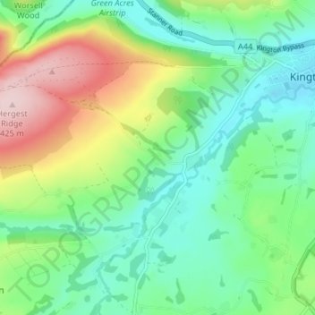 Lower Hergest topographic map, elevation, terrain