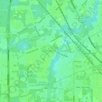 Pickettville topographic map, elevation, terrain
