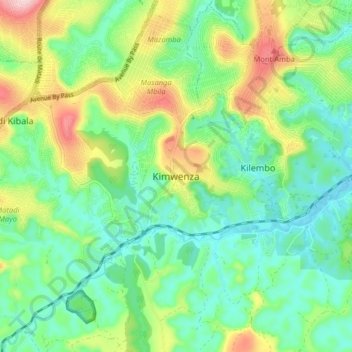 Kimwenza topographic map, elevation, terrain