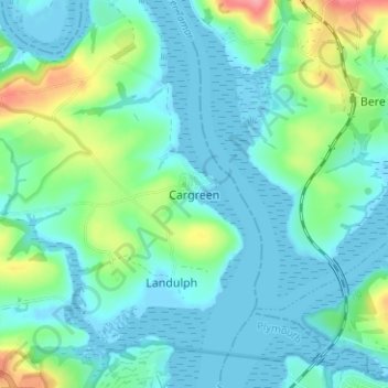 Cargreen topographic map, elevation, terrain