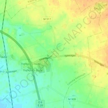 Fjelie topographic map, elevation, terrain