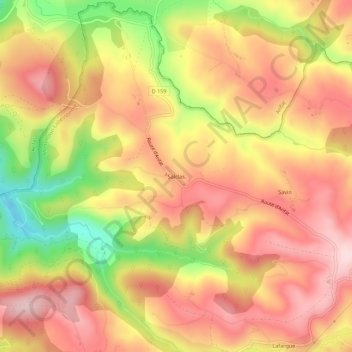 Salclas topographic map, elevation, terrain