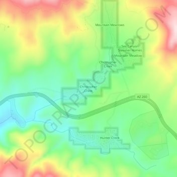Christopher Creek topographic map, elevation, terrain