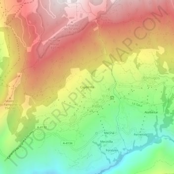 Capilerilla topographic map, elevation, terrain