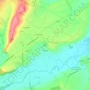 Rosier topographic map, elevation, terrain