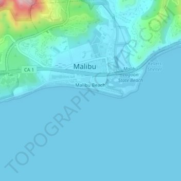 Malibu Beach topographic map, elevation, terrain