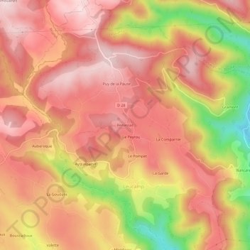 Benassac topographic map, elevation, terrain