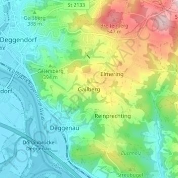 Gailberg topographic map, elevation, terrain