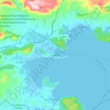 Ermioni topographic map, elevation, terrain