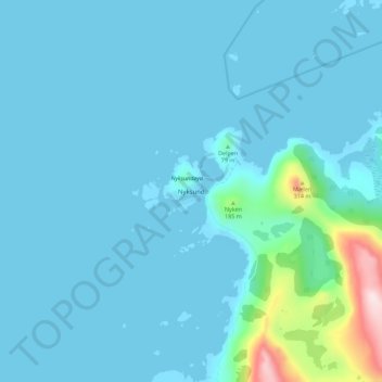 Nyksund topographic map, elevation, terrain