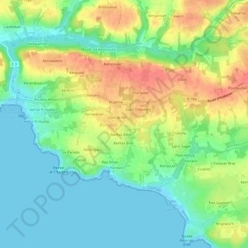 Kerhas a Bis topographic map, elevation, terrain