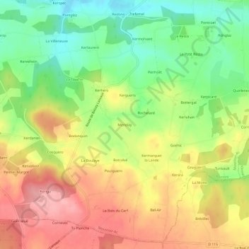Menelay topographic map, elevation, terrain