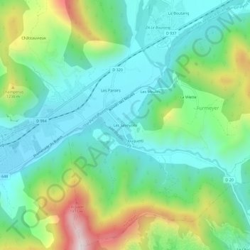 Les Savoyons topographic map, elevation, terrain