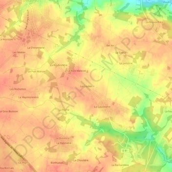 La Coulée topographic map, elevation, terrain