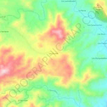 Los Dioses topographic map, elevation, terrain