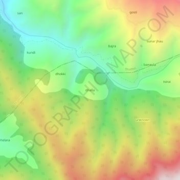 dhalla topographic map, elevation, terrain