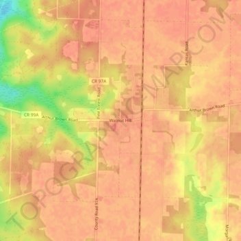 Walnut Hill topographic map, elevation, terrain