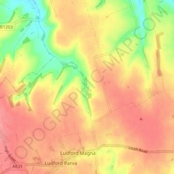 Thorpe le Vale topographic map, elevation, terrain