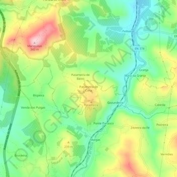 Patameira de Cima topographic map, elevation, terrain