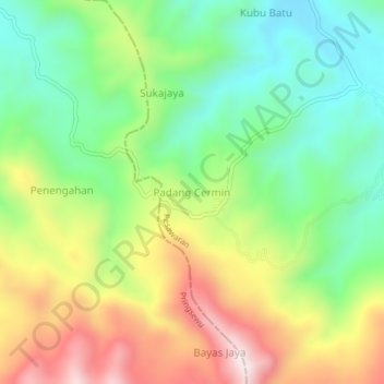 Padang Cermin topographic map, elevation, terrain