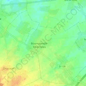 Bournainville topographic map, elevation, terrain