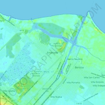 Ensenada topographic map, elevation, terrain