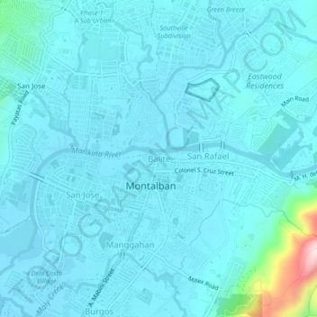 Balite topographic map, elevation, terrain