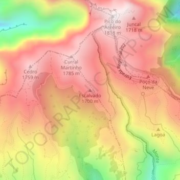 Escalvado topographic map, elevation, terrain