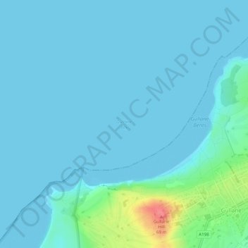 Gullane Bay topographic map, elevation, terrain