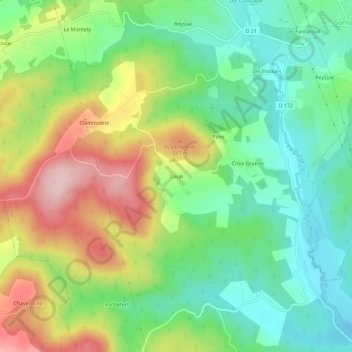 Laval topographic map, elevation, terrain