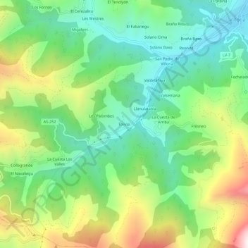 Tolivia topographic map, elevation, terrain