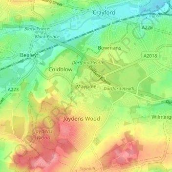 Maypole topographic map, elevation, terrain