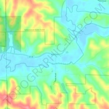 Belmont topographic map, elevation, terrain