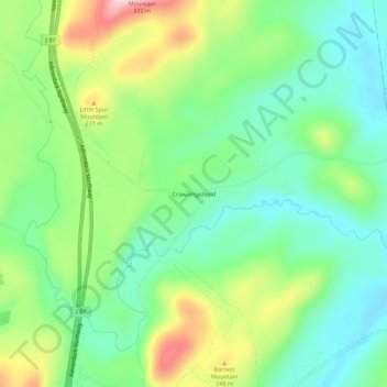 Crowningshield topographic map, elevation, terrain