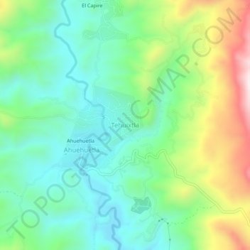 Tehuixtla topographic map, elevation, terrain