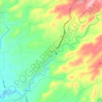 El Salto topographic map, elevation, terrain