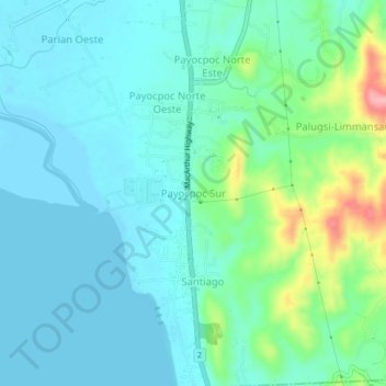 Payocpoc Sur topographic map, elevation, terrain