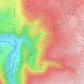 Sur le Potai topographic map, elevation, terrain