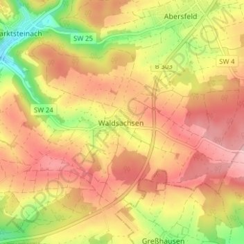 Waldsachsen topographic map, elevation, terrain