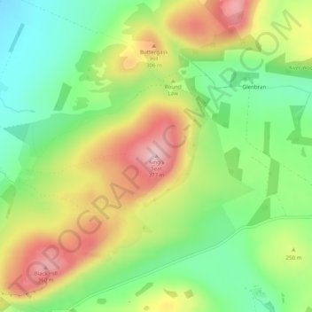King's Seat topographic map, elevation, terrain